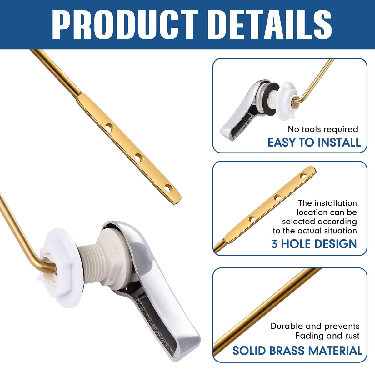 Lasnten easy-installation flush lever with three chain holes simplifies setup.