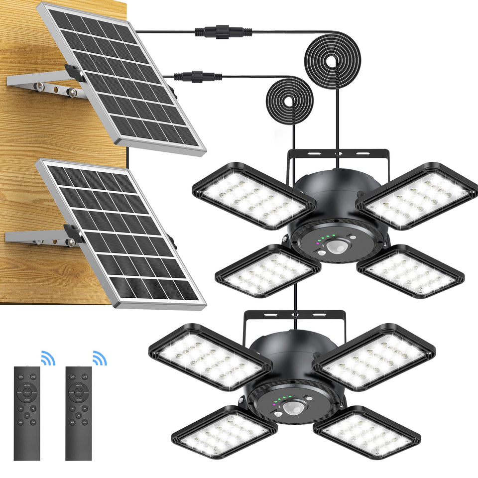 Latband solar shed light with 144 LEDs delivering up to 1200lm outdoor illumination