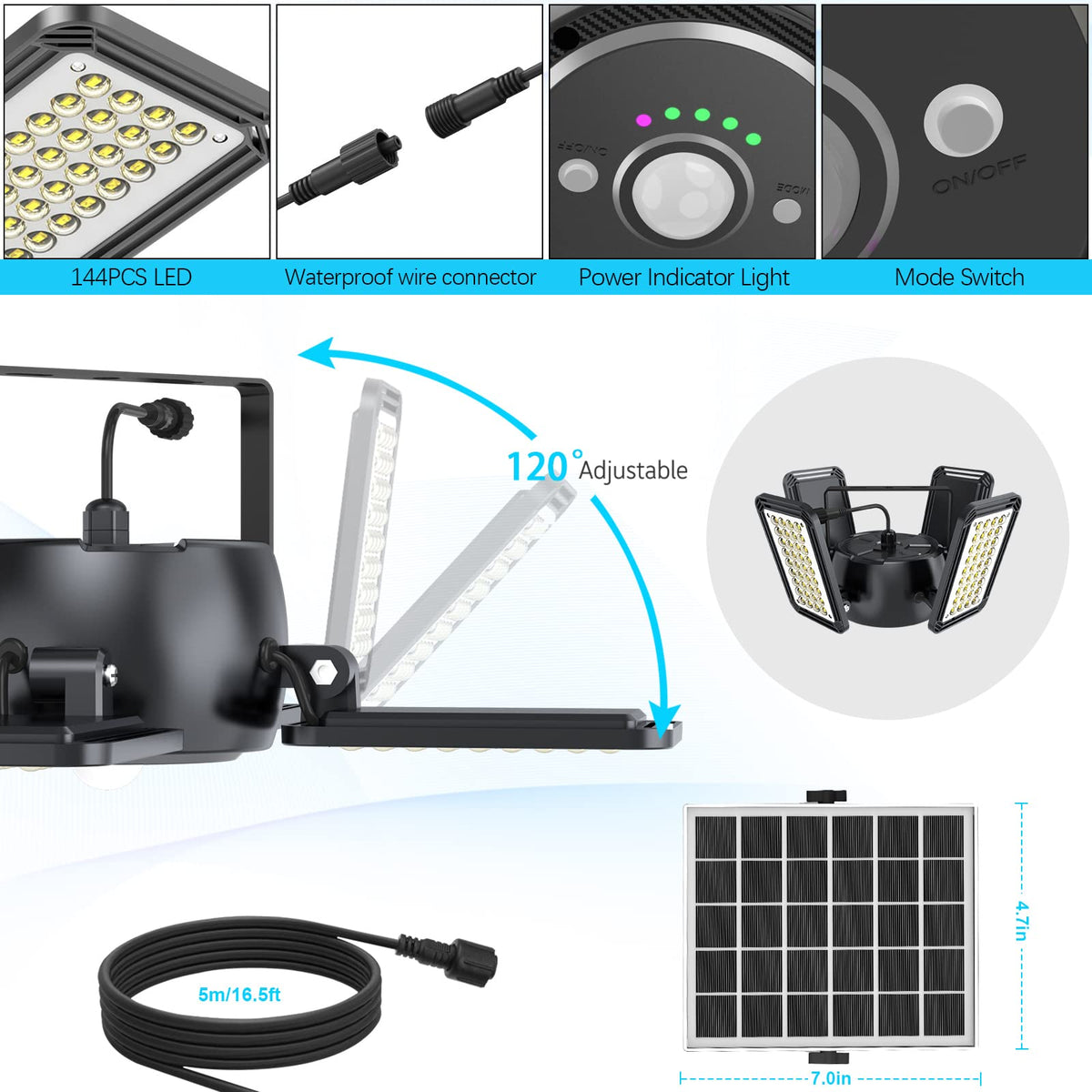 Latband IP65 waterproof design withstands rain and snow in any season