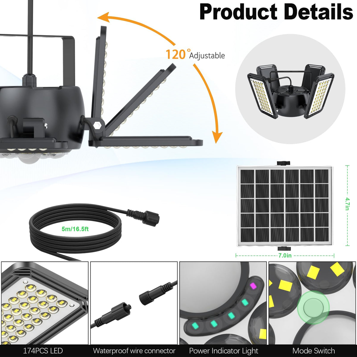 Latband solar shed light mode options for day and night use