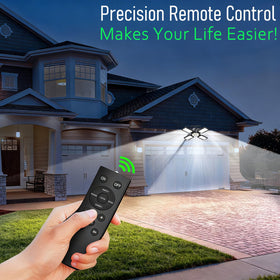 Latband Solar Shed Light: remote control for easy brightness adjustments.