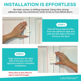 LatchSmart Bifold Lock fits a range of door thicknesses for versatile use.