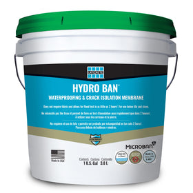 LATICRETE Hydro BAN 1 gal pail showing seamless waterproofing for crack isolation.