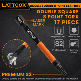 LATTOOK 8-point torx bits with 23-inch reach for demanding applications.