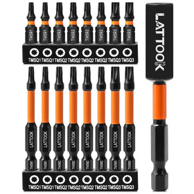 LATTOOK double-square 8-point star bits set with 23-inch length for high-torque tasks.