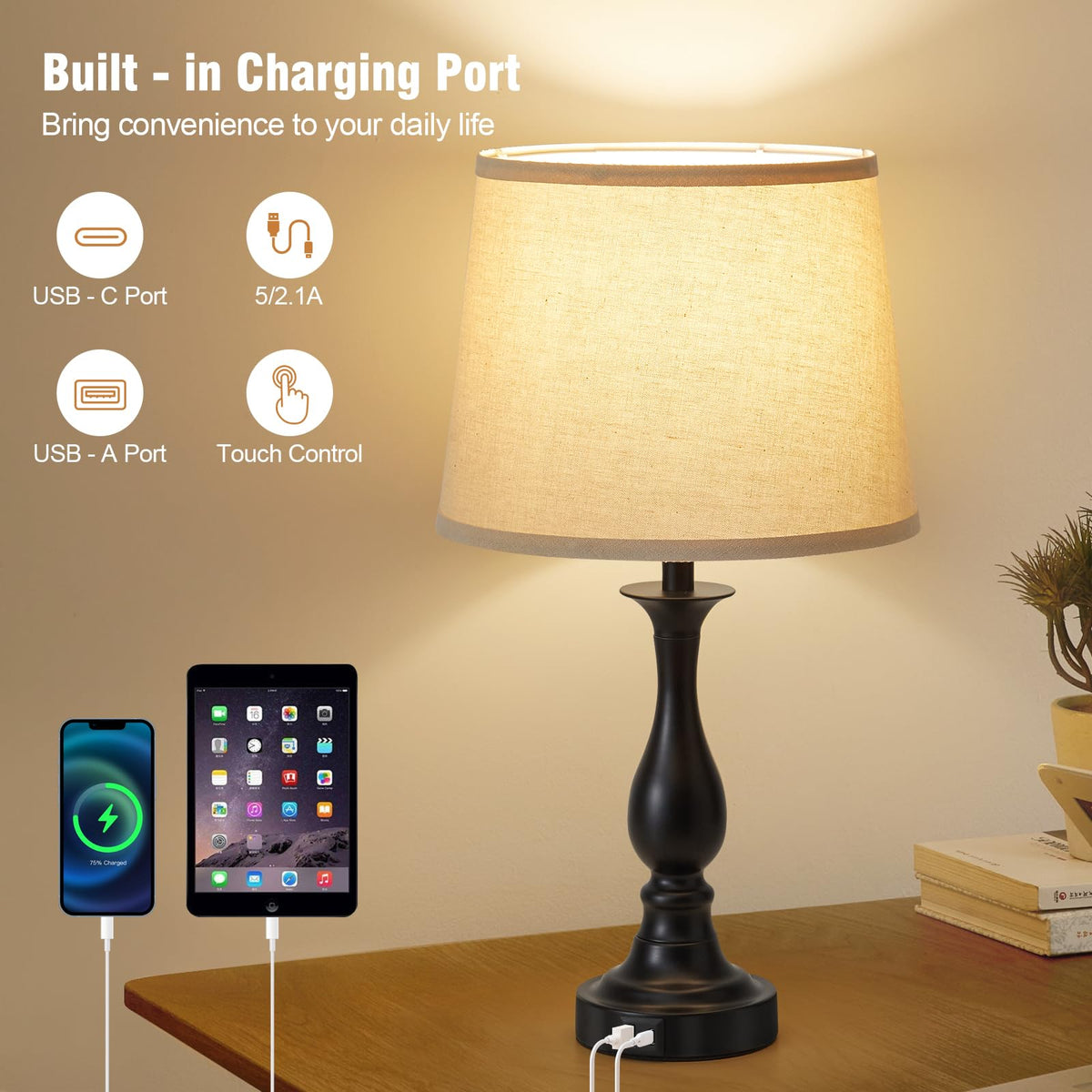 Lauag two-pack lamps fit living rooms, bedrooms, and dorm desks.