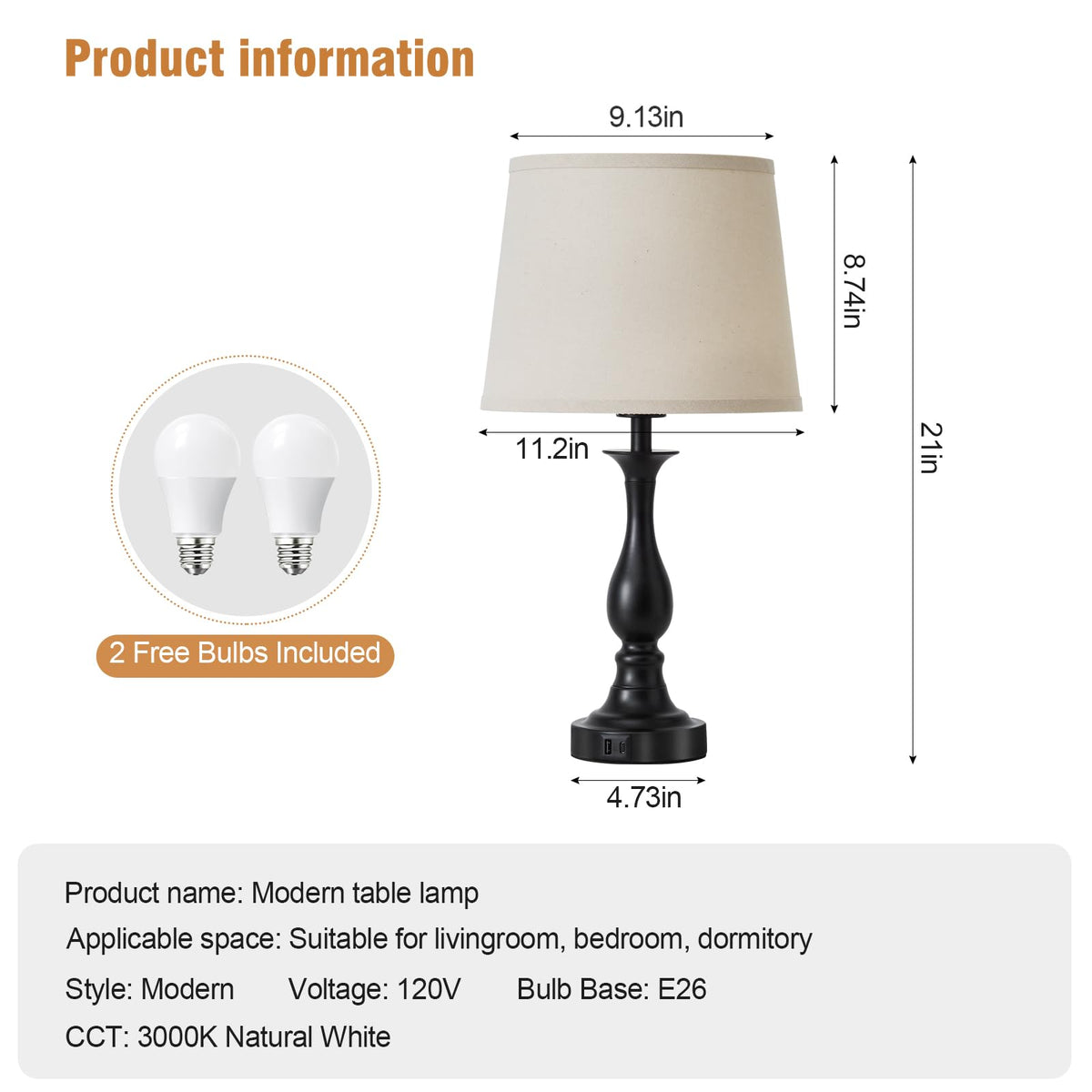 Lauag energy-saving LED bulbs included for immediate setup.