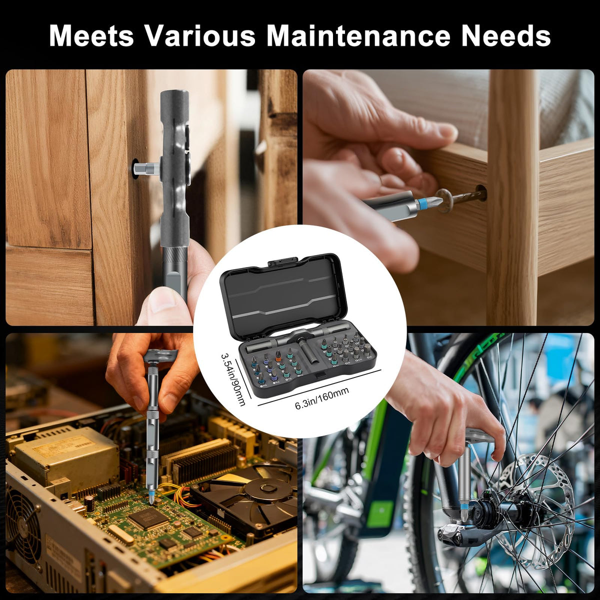 Laukowind 24-in-1 bits organized for quick identification and repairs.