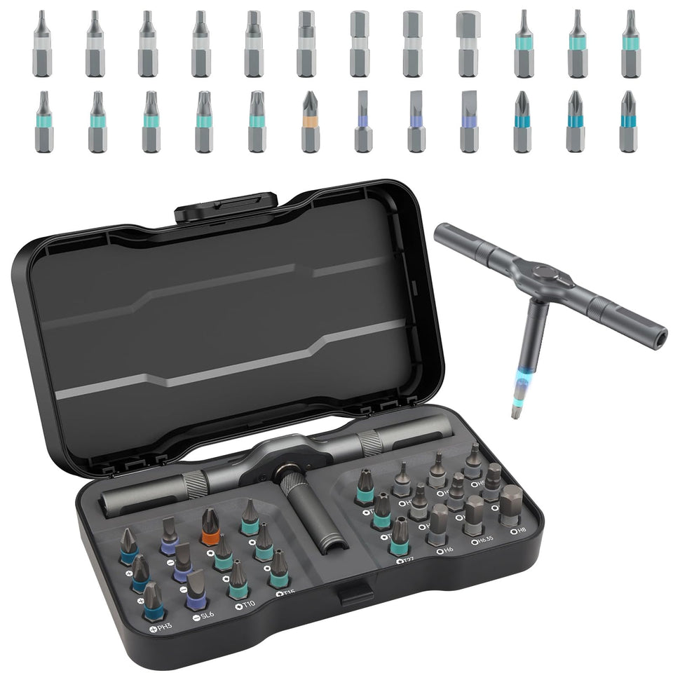 Laukowind 24-in-1 screwdriver handle for comfortable one-handed use.