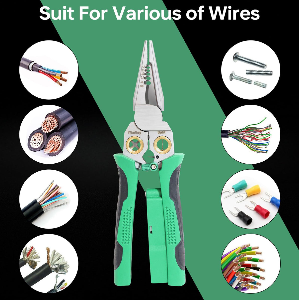 Laukowind cutting groove and stripping holes demonstrated for clean wire separation.