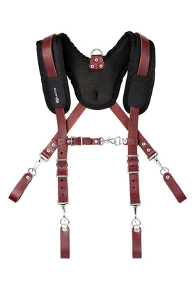 LAUTUS leather padded tool belt suspenders with chest strap for all-day comfort
