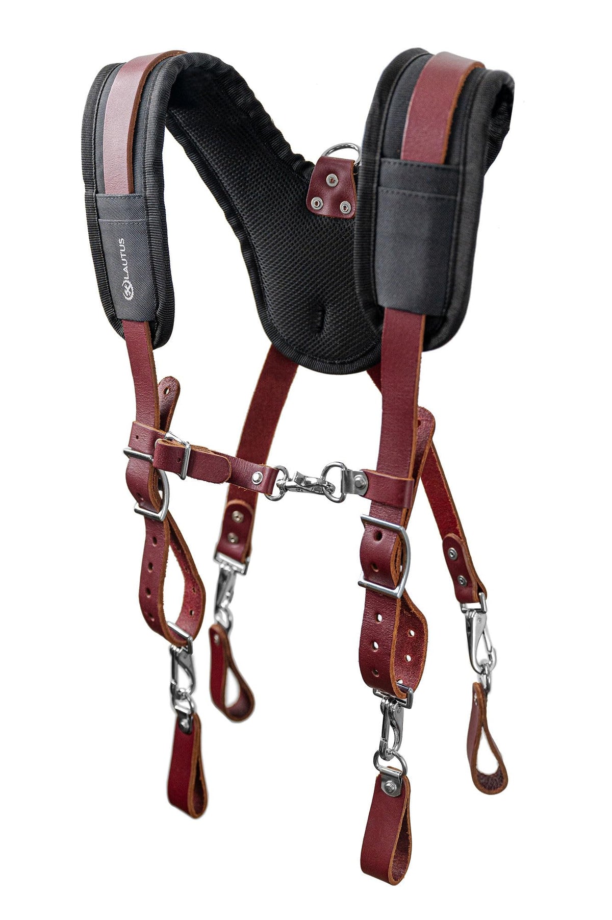 Durable steel hooks on LAUTUS suspenders for secure tool attachment