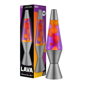 Lava Lamp Purple Sunset close-up with moving wax for ambient mood lighting.