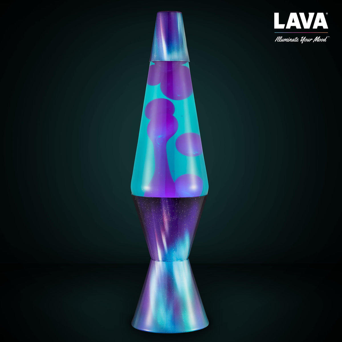 Lava lamp on a coffee table enhances mood and decor.