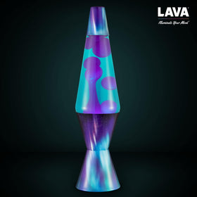 Lava lamp on a coffee table enhances mood and decor.
