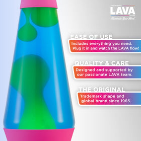 Lava The Original Lamp base and cap showing retro design