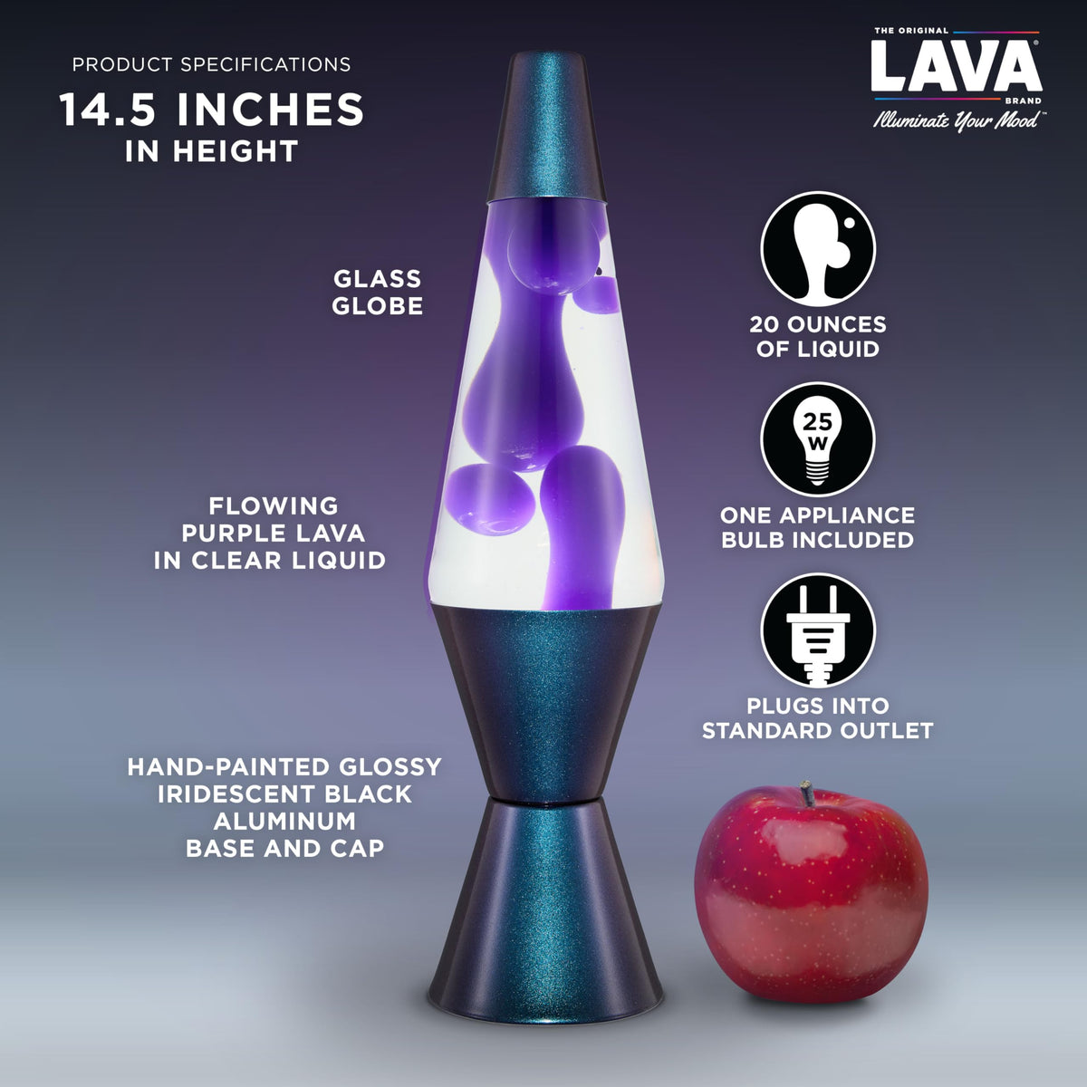 Lava Original Lamp base detail shows purple blue base for modern decor.