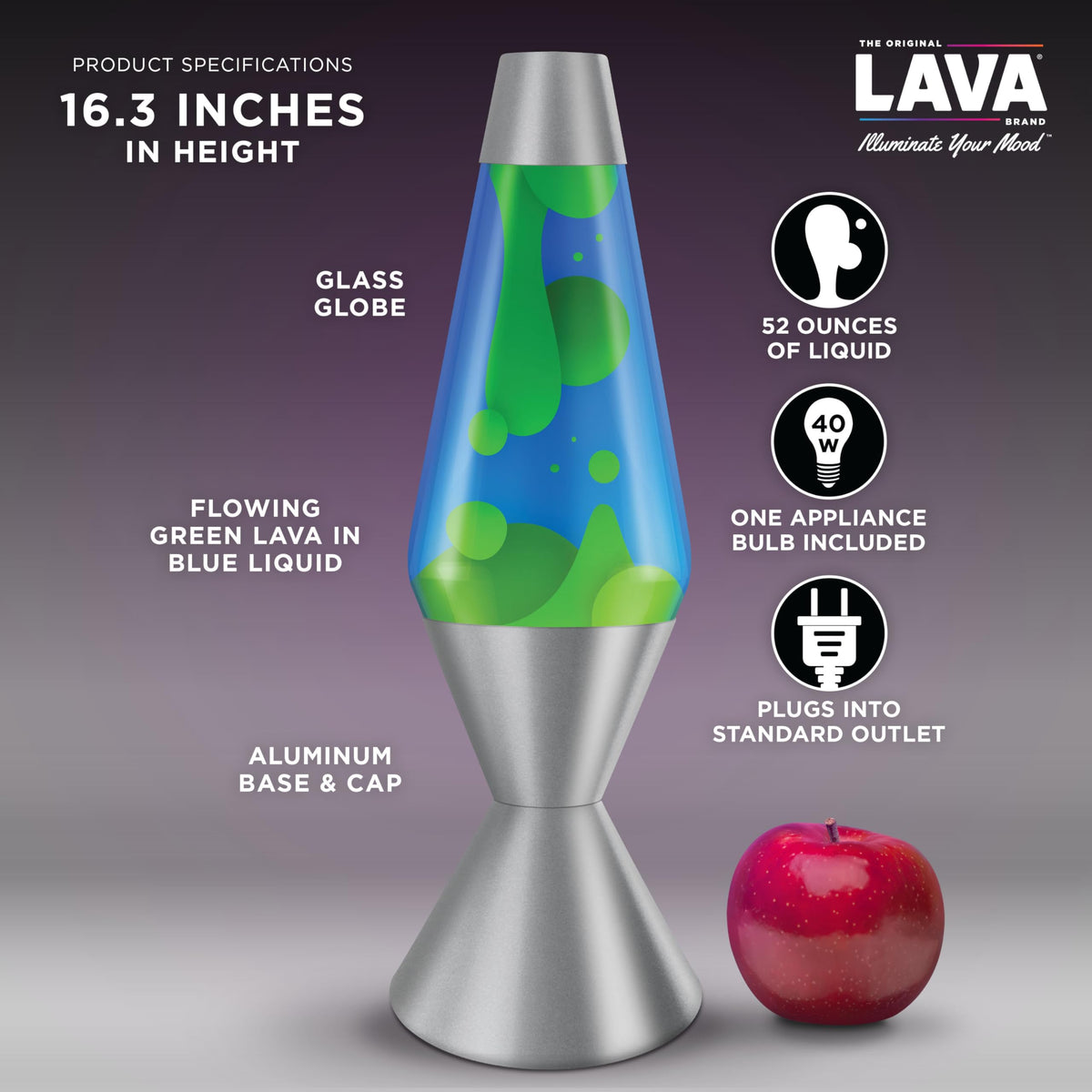 Lava lamp base close-up highlights vibrant color and design