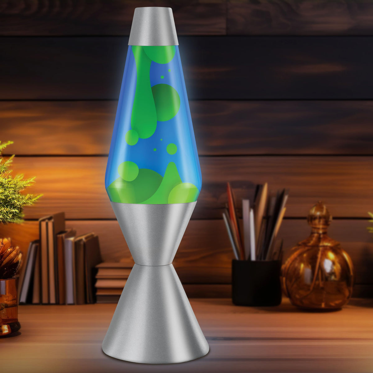 Lava The Original Lamp Emerald Tide yellow wax with blue liquid motion