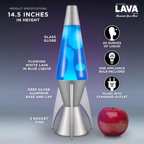 Lava Original Lamp base detail in purple and blue with glossy finish.