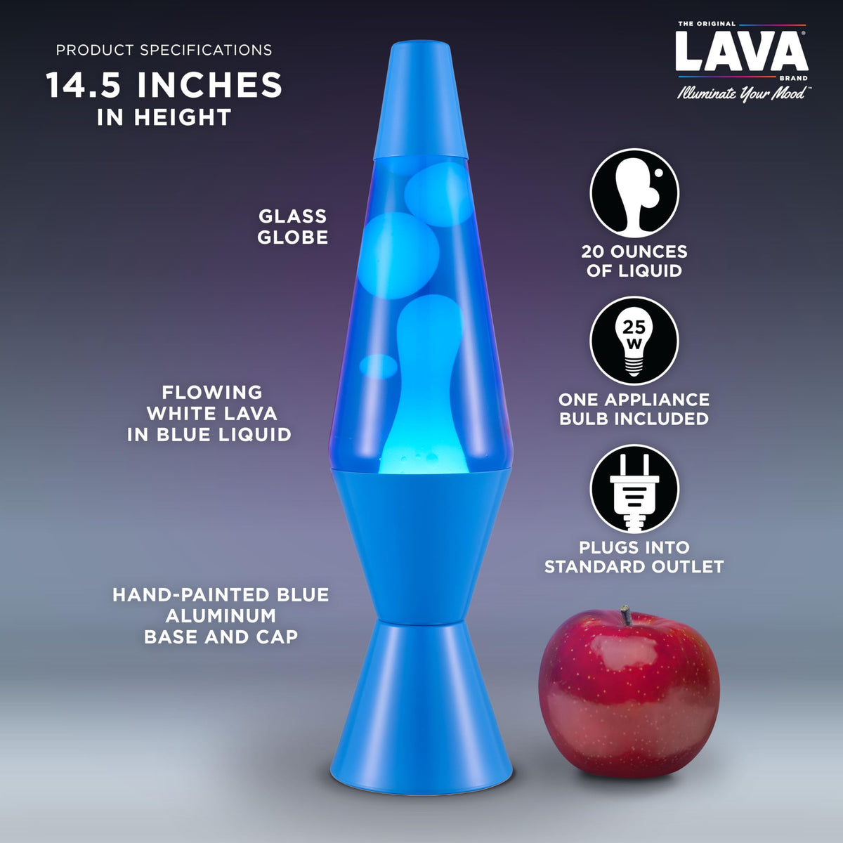 Lava The Original Lamp purple wax contrast enhances focus-friendly ambiance.
