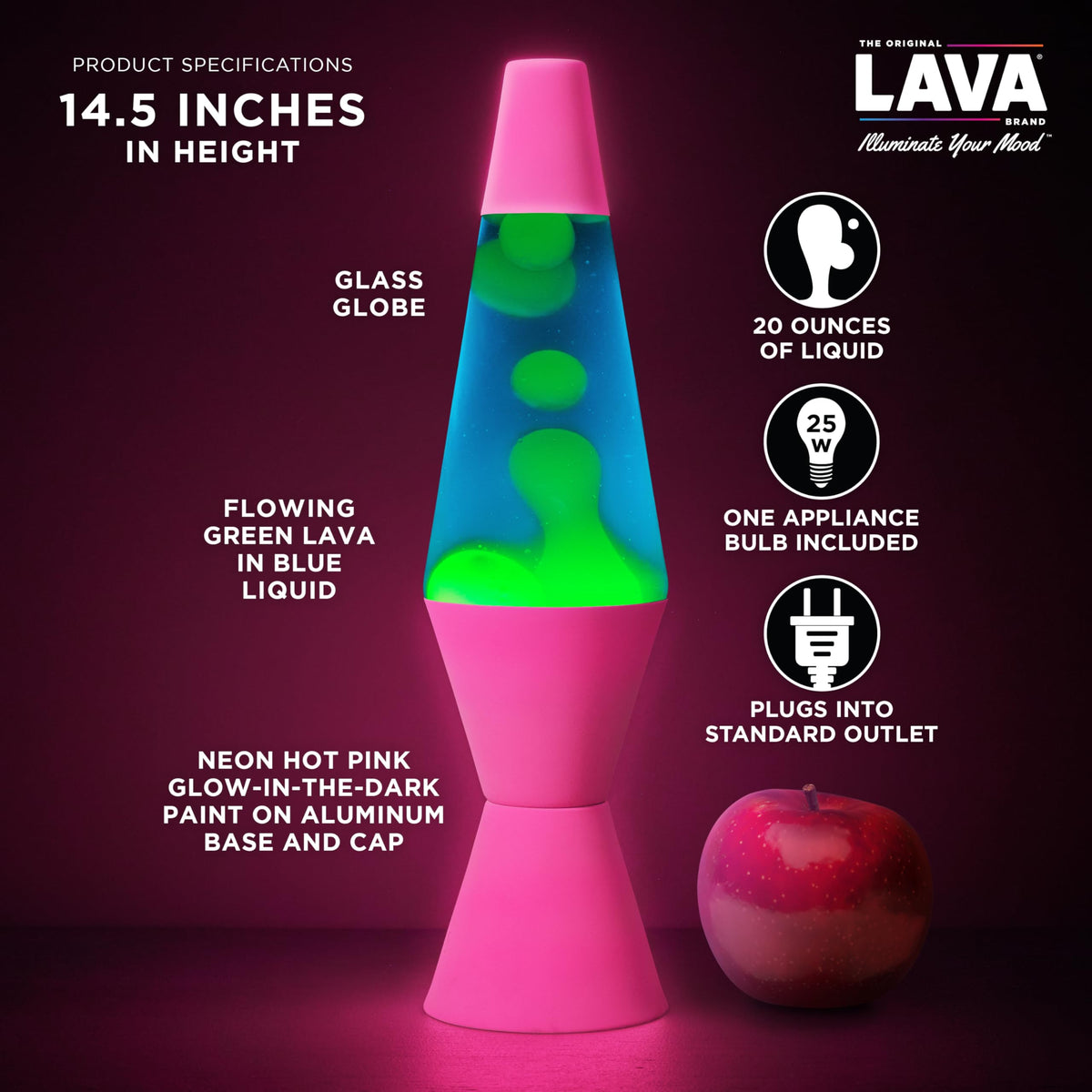 Lava The Original Lamp yellow wax blue liquid swirl motion