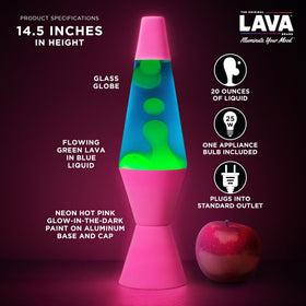 Lava The Original Lamp yellow wax blue liquid swirl motion