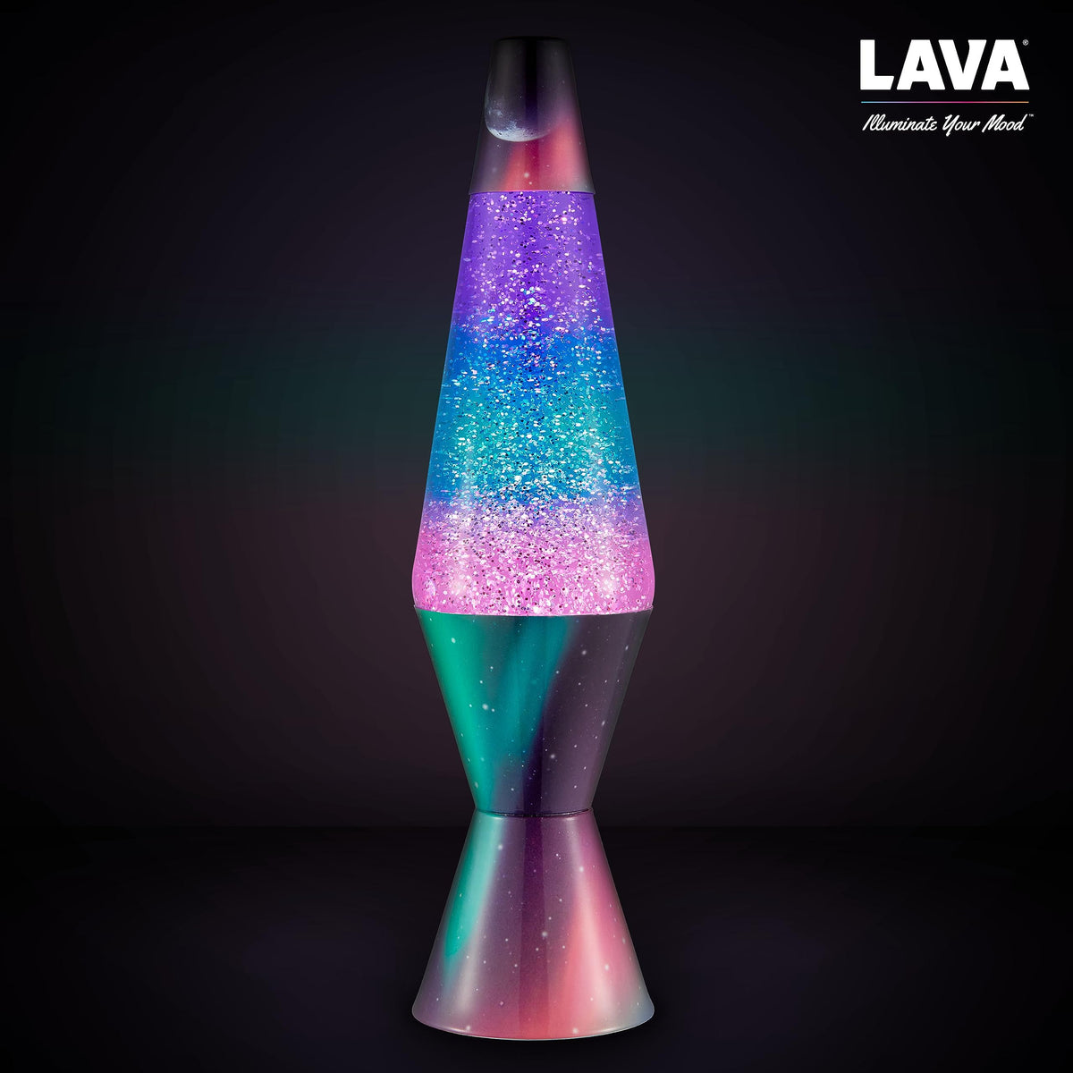 Lava Polar Glimmer lamp setup supports quick start with included power cord.