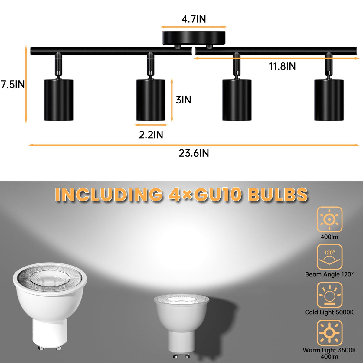 Lavendex LED 4-light kit showing easy ceiling installation in minutes