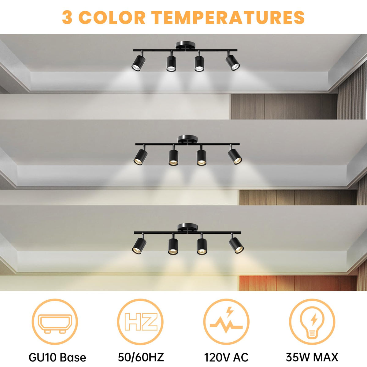 Lavendex LED track kit with rotatable heads enabling flexible kitchen task lighting
