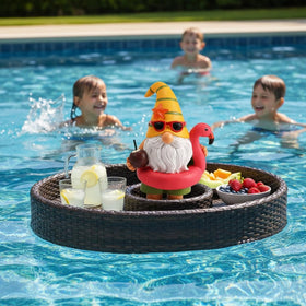 Lavezee flamingo gnome statue durable outdoor material resists sun and rain