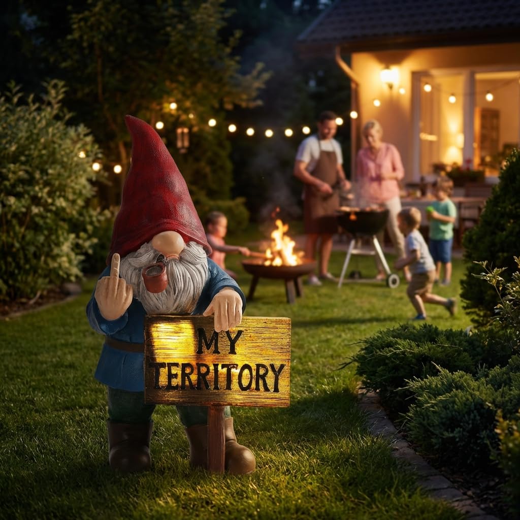 Lavezee hand-painted garden gnome showcases detailed craftsmanship for garden flair.