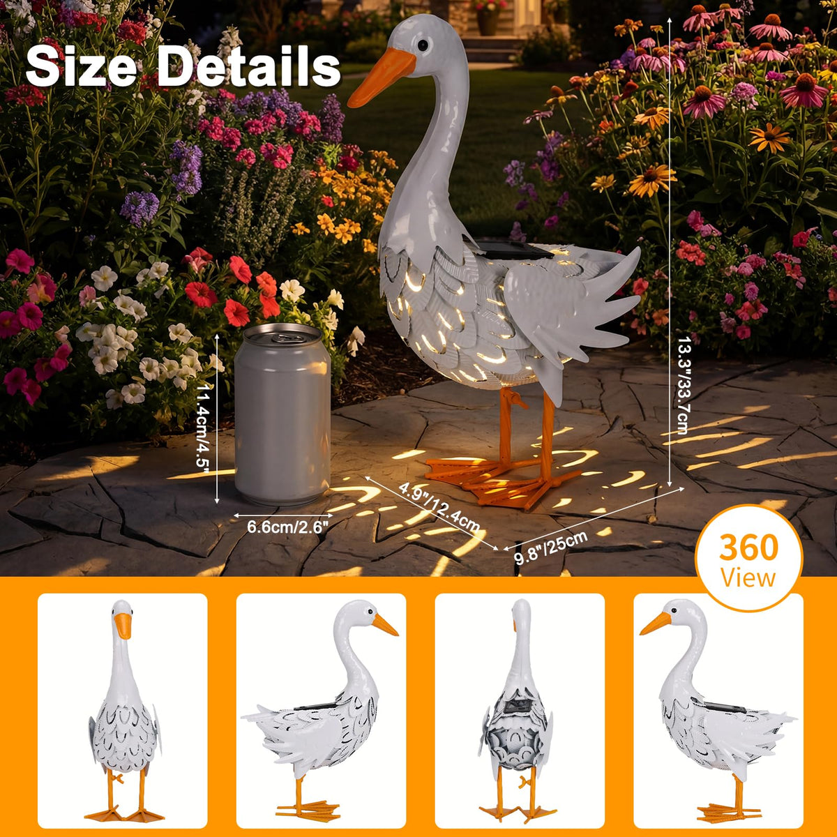 Lavezee metal garden goose stands as a charming outdoor decor piece.