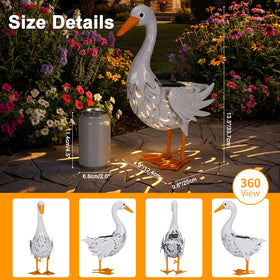 Lavezee metal garden goose stands as a charming outdoor decor piece.