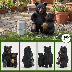 Lavezee mother and cub bear lantern statue adds nurturing charm to outdoor spaces.