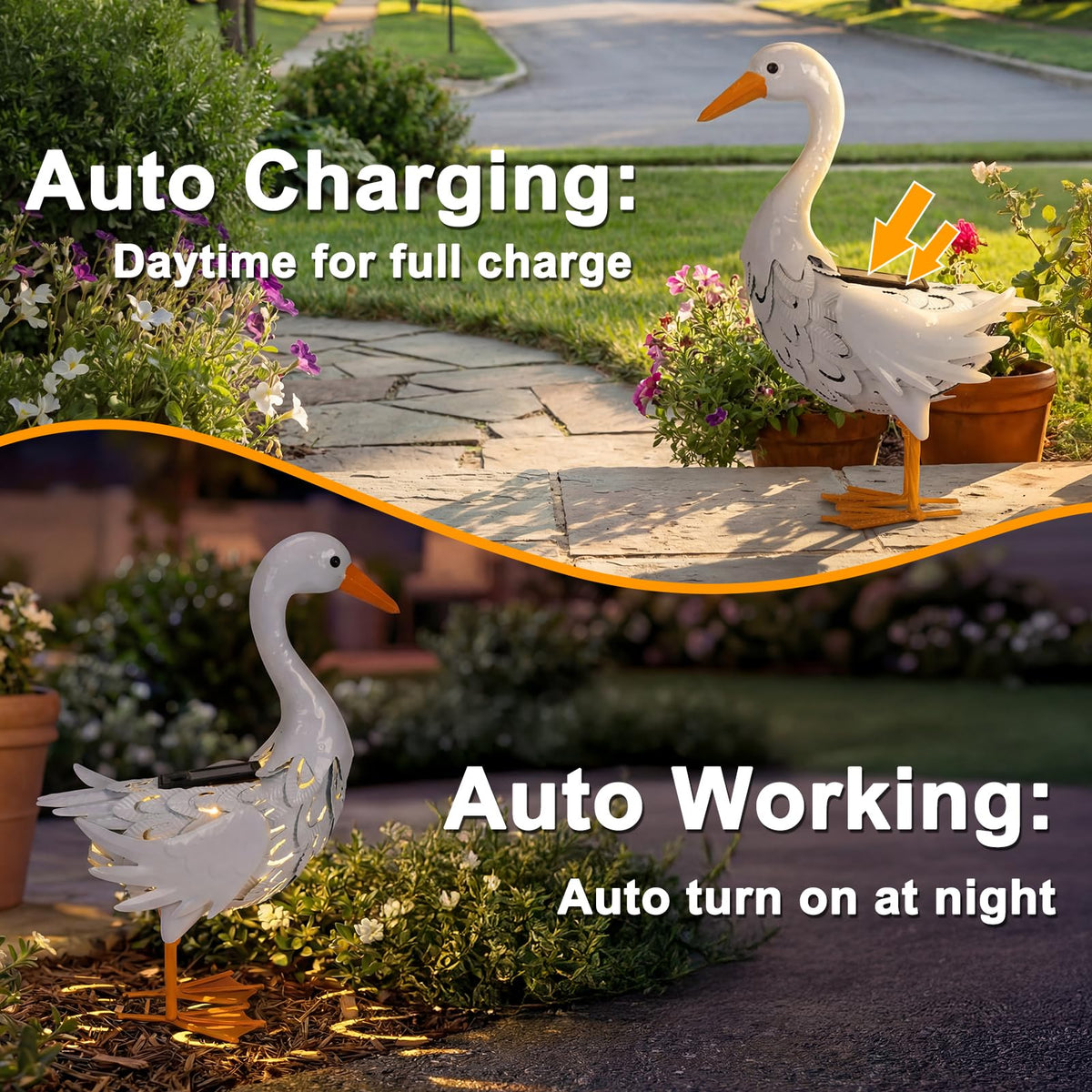 Lavezee outdoor goose statue adds charm to pathways and lawns.
