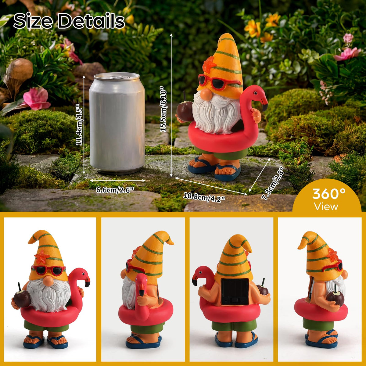 Lavezee solar gnome lantern with flamingo adds ambient night light for evenings