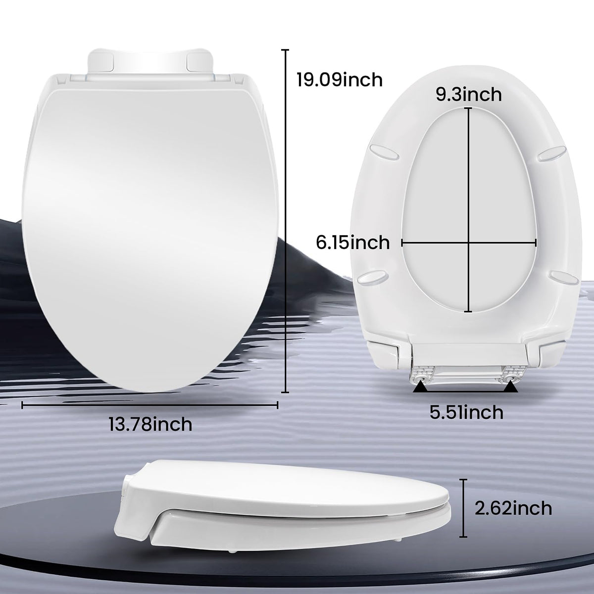 LavishStream cotton white elongated toilet seat with smooth finish
