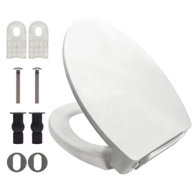 LavishStream soft-close hinge on elongated seat for quiet closing