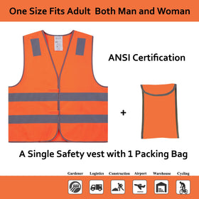 Lavori-AK orange safety vest back view shows full rear visibility for crew safety.
