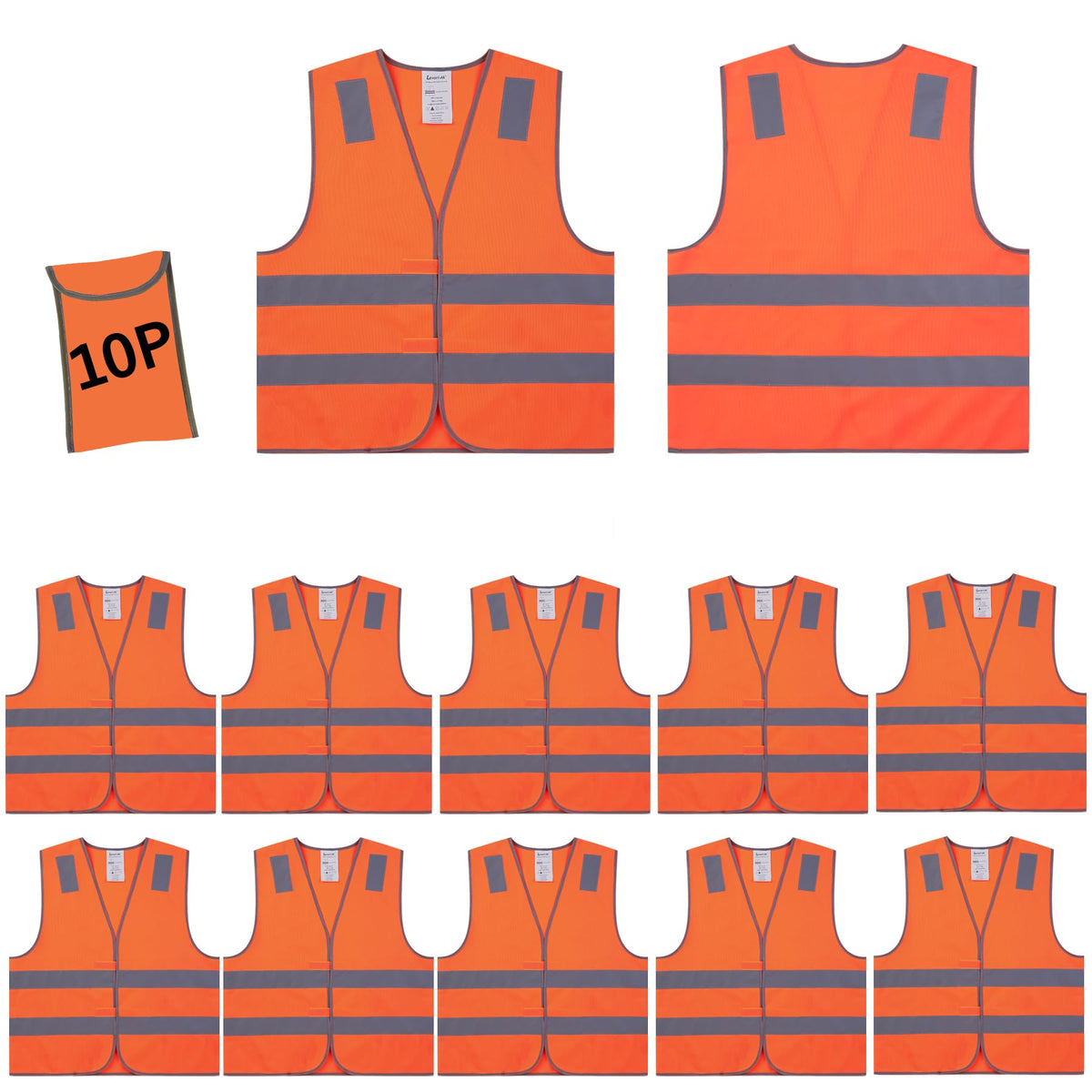 Lavori-AK orange safety vest front view improves daytime visibility on-site.