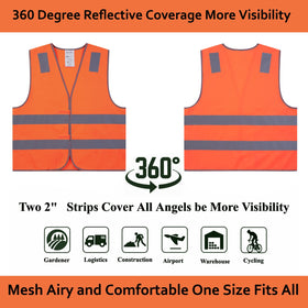 Lavori-AK orange vest reflective strips illuminate in low light conditions.