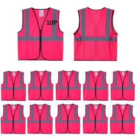 Lavori-AK Pink Safety Vest front view highlighting high visibility for outdoor work