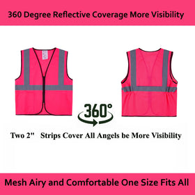 Lavori-AK Pink Safety Vest in-use shot showing pockets for tools