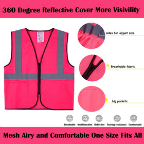 Lavori-AK Pink Safety Vest close-up of breathable mesh fabric for cooling comfort