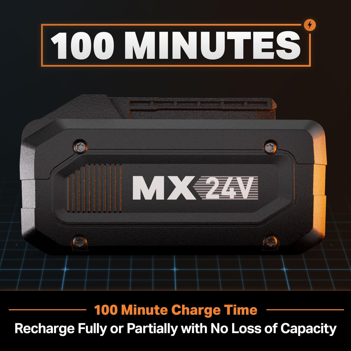 LawnMaster MX24V safety features protect against overheating and short circuits.