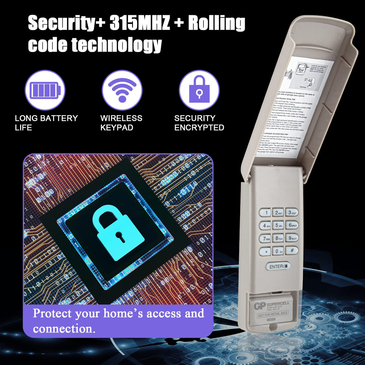 LAWOHO 377LM compatible with purple learn button models for easy setup