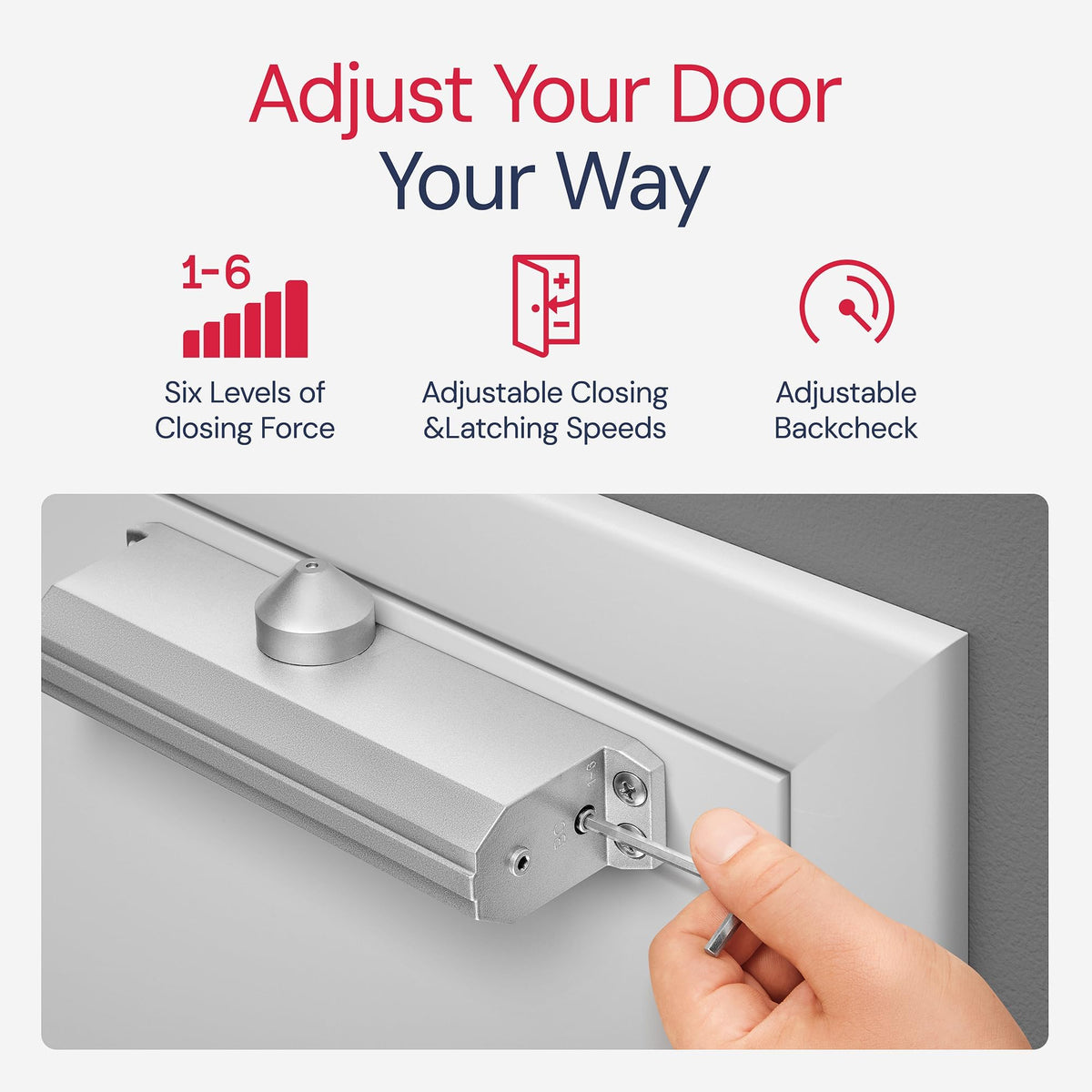 Lawrence Embassy LH5016 right-hand configuration fits diverse door frames and spaces.