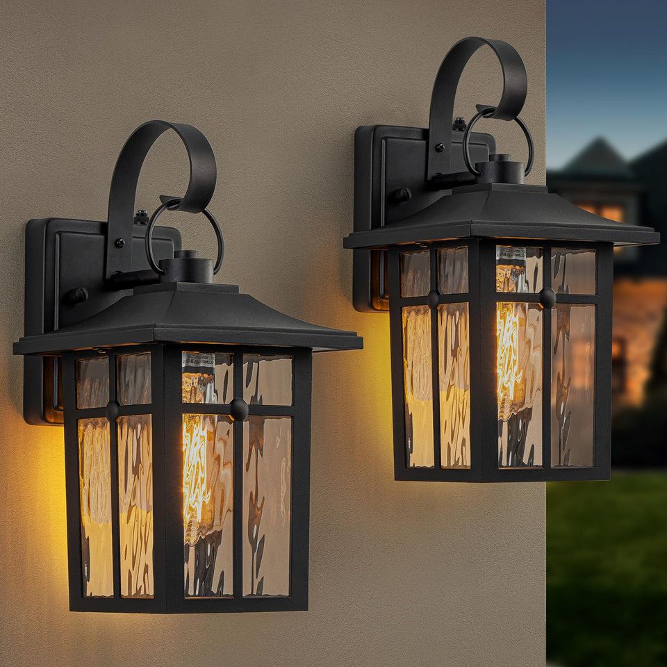 Lawyettle dusk-to-dawn wall light with cross-grid design for durable exterior lighting.