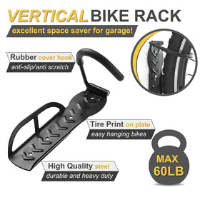 Laxama bike rack with non-reversible hooks prevents slips